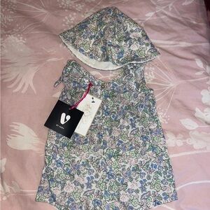 Floral Kids Dress with Hat